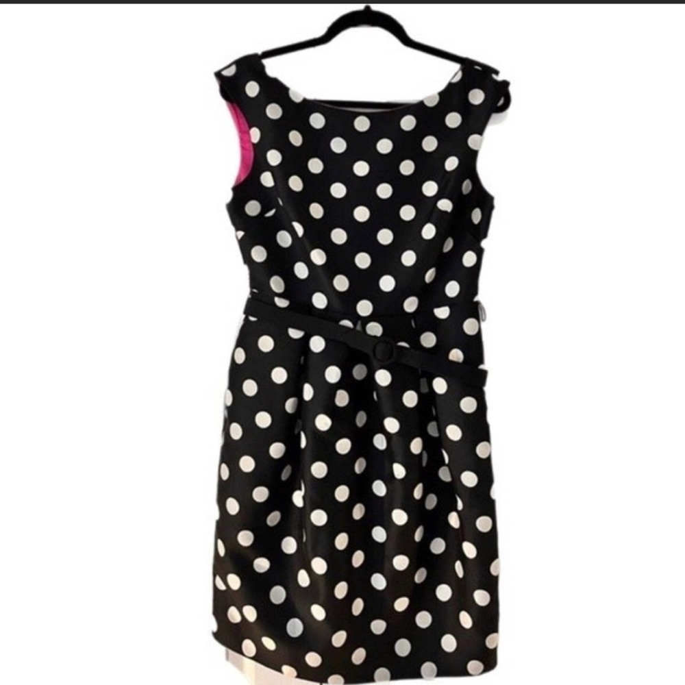 NWOT Eliza J Black Polka Dot Dress with Belt